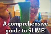 A woman allowing slime to drip off a chopstick with the title: Comprehensive guide to slime