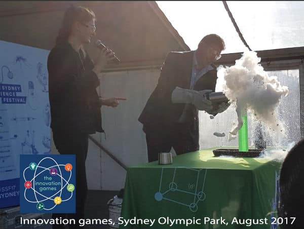 Minister Craig Laundy and Fizzics Education at Innovation games August 2017 