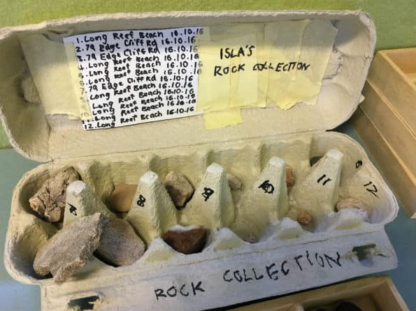 Rock collection by a primary student 
