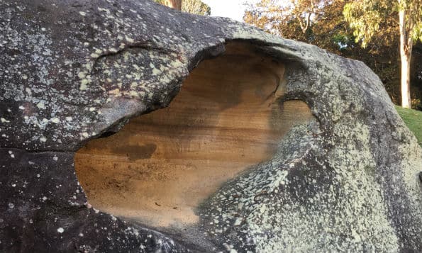 Sandstone erosion causing a mini-cave in the rock