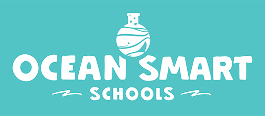 Ocean Smart Schools logo (white writing on teal background, showing a stylised beaker with an ocean in it)